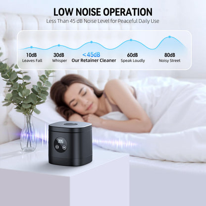COBEEK Ultrasonic Retainer Cleaner Machine, 52kHz Ultrasonic Dental Cleaner for Mouth Guard, Night Guard, Braces, Toothbrush Heads, Jewelry, Retainer Cleaner with 250ML Capacity & Cleaning Brush, Black