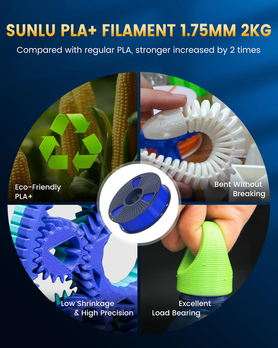 SUNLU PLA+ 3D printer filament — Tougher and stronger with dimensional accuracy +/-0.02mm