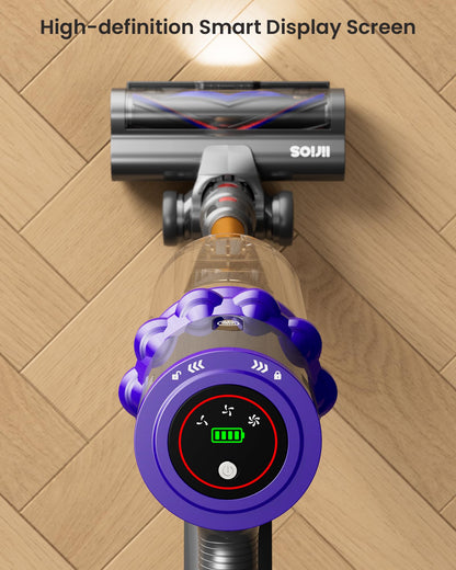 Cordless vacuum cleaner — 600W power with 65 minutes runtime and LED display