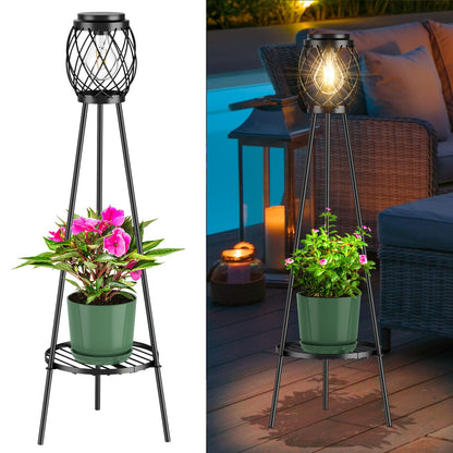 MXwcy solar lamps with plant stands 2 pack