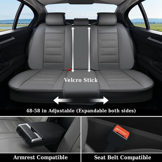 Coverado car seat covers - waterproof leather seat protectors in gray