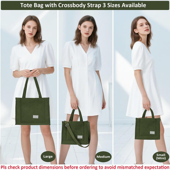 UERRUAM tote bag — corduroy design with compartments for women