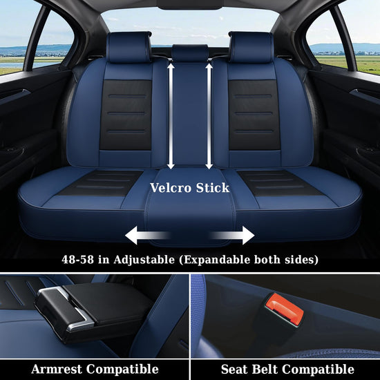 Coverado car seat covers — waterproof leather front seat protectors in blue