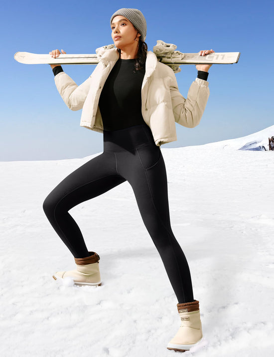 Ewedoos fleece lined leggings with pockets for women