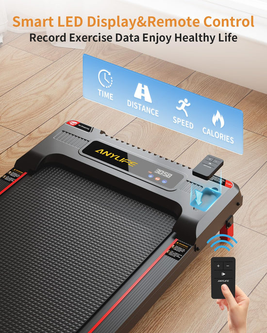 Walking pad treadmill - Anylife incline under desk design with remote control and LED display