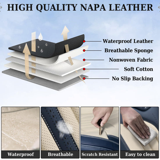 Coverado vehicle seat cover — leather design for universal fit in sedans and SUVs