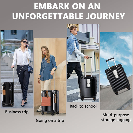 Joyway suitcase — Expandable with smart luggage cup holder and USB port