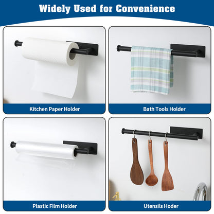 Paper towel holder — Adhesive and screw installation options, stainless steel design by theaoo