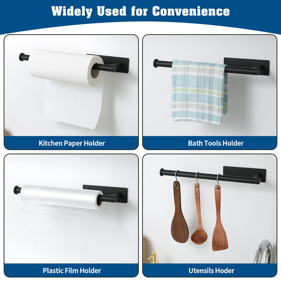 Paper towel holder — Adhesive and screw installation options, stainless steel design by theaoo