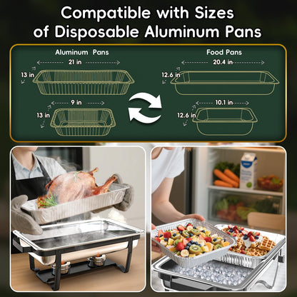 Sifer 9Qt Chafing Dishes for Buffet, Multi-Size Pans 4 Pack, Black