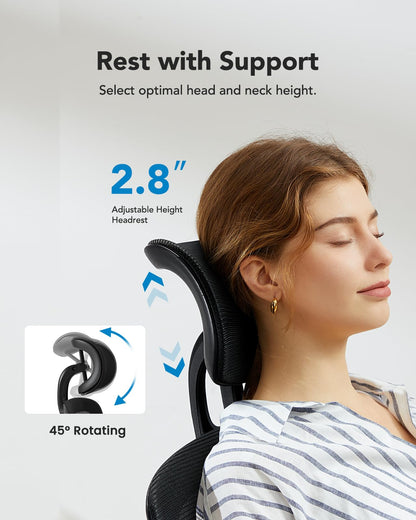 HUANUO ergonomic office chair — high back mesh design for big and tall users