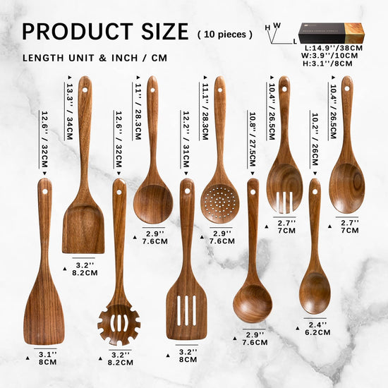 Hefild wooden cooking spoons — nonstick acacia utensil set for everyday tasks