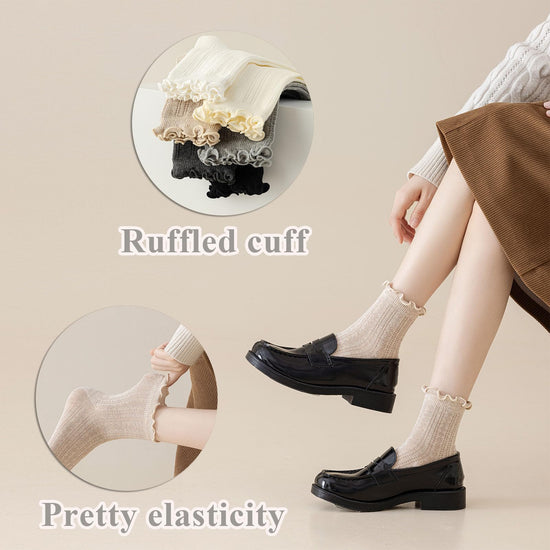 Mcool Mary crew socks — ruffle cotton ankle socks, 6 pack