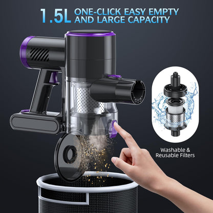 Bieiao cordless vacuum cleaner - lightweight 6 in 1 design with LED display and detachable battery