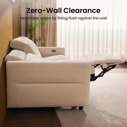 ModernMate Power Recliner Sofa Set with 3-Seater & Loveseat, Oversize Zero Gravity Modular Sectional Couch with Manual Adjustable Headrest, Zero Wall Hugger, USB & Type-C Ports, 27.6" Wide Seat, Beige