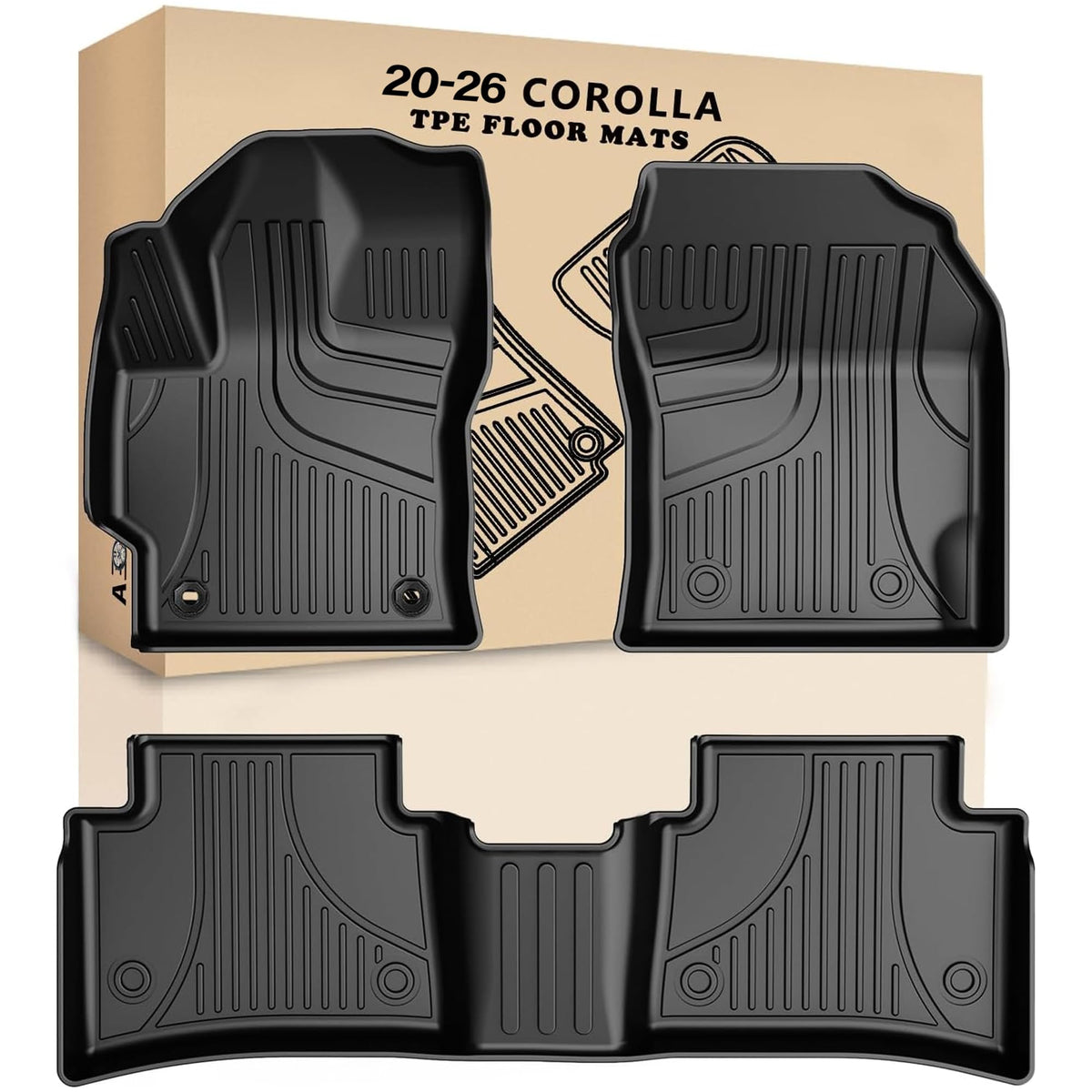 AOMSAZTO car floor mats - Heavy duty TPE all weather liners for Toyota Corolla sedan 2020-2026