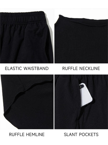 Coordinated outfit — Two piece set with batwing sleeve pullover and wide leg pants