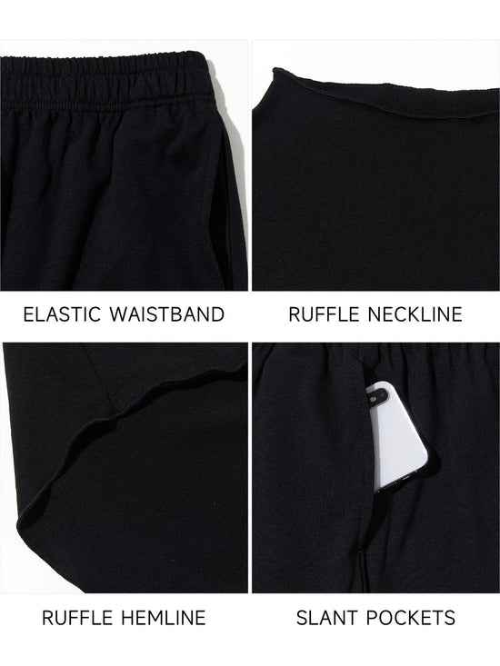 Coordinated outfit — Two piece set with batwing sleeve pullover and wide leg pants