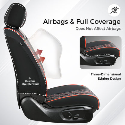 Huidasource vehicle seat covers - leather front seat cover with side stretch fabric