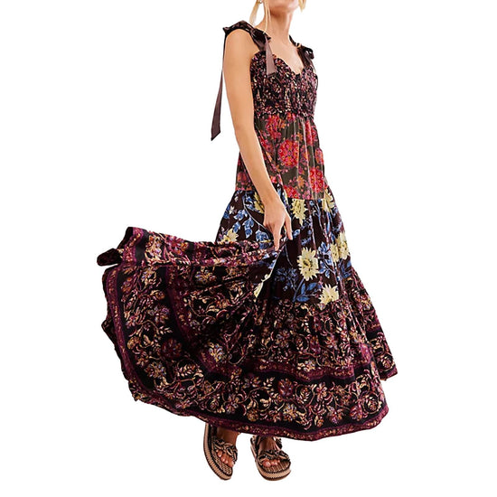 Dress — Floral maxi with tie shoulder and pockets by ABYOVRT