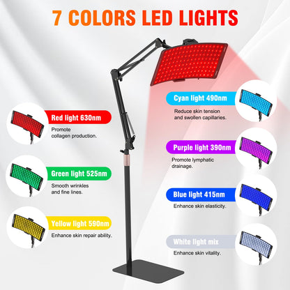 Microcurrent facial machine — 7 in 1 light therapy device with stand and infrared light
