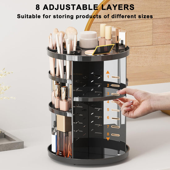 Caddy — Rotating 8 layer design with brush holder and perfume tray for storage