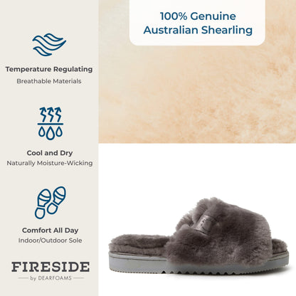 Dearfoams shearling slide slipper — easy on/off design