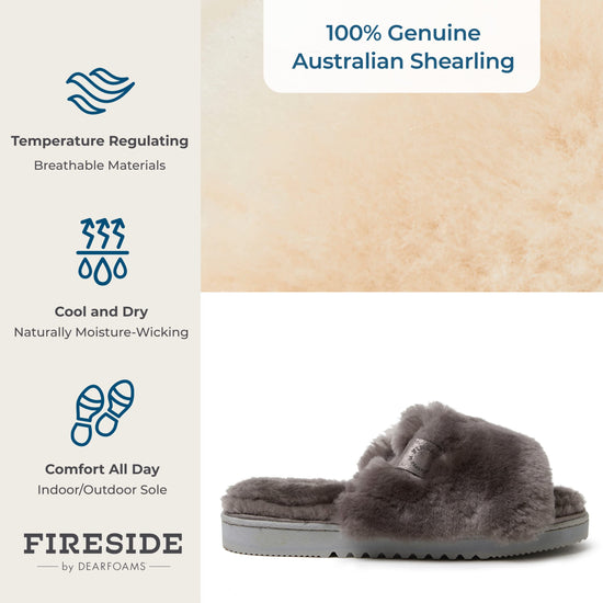 Dearfoams shearling slide slipper — easy on/off design