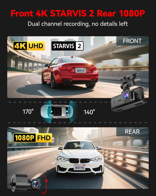 Onboard camera — 4K front and rear with voice control and touch screen