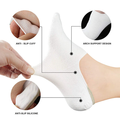 wernies no show socks - non slip low boat line 4/8 pairs