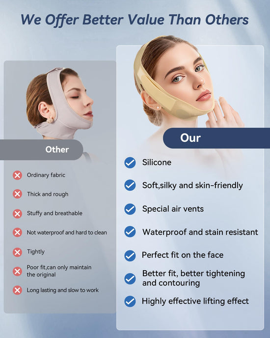 Reusable V Line Silicone Face Strap, Soft Silicone Chin Strap for Women 23-27 Inches yellow