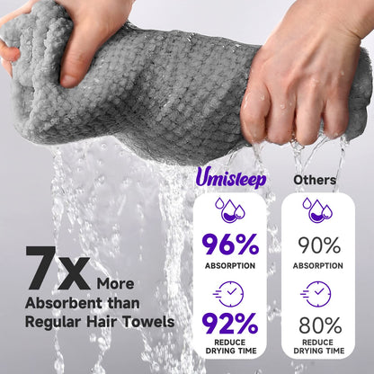Umisleep towel — extra large microfiber hair towel for long, curly, thick hair