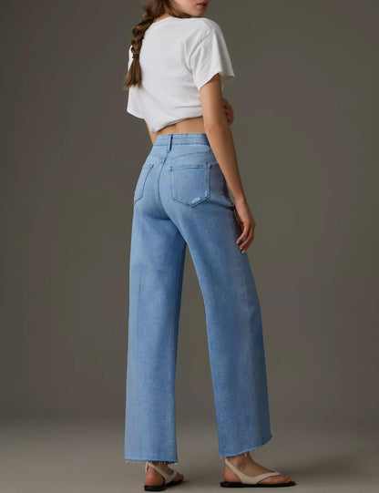 PHISOCKAT high waisted wide leg jeans - stretchy baggy denim pants with pocketsPHISOCKAT high waisted wide leg pants - stretchy baggy denim with pockets