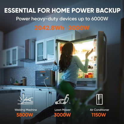 Jackery electricity generator — 2042Wh LiFePO4 battery with 3000W output