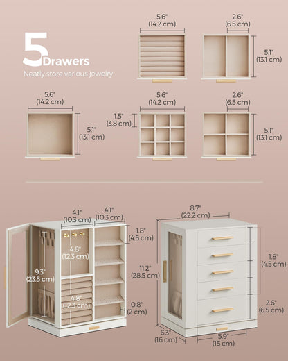 SONGMICS jewelry storage — 360° rotating design with glass window and spacious interior