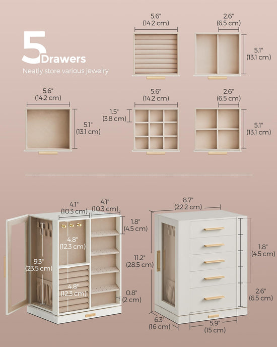 SONGMICS jewelry storage — 360° rotating design with glass window and spacious interior