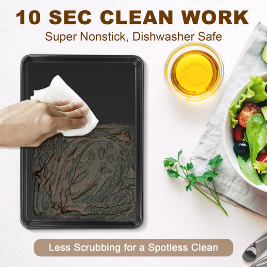 Sheet pan set of 3 — Nonstick heavy duty baking sheets for toaster oven trays