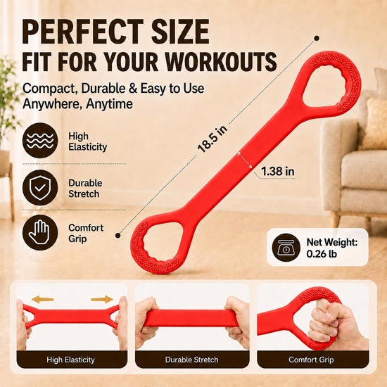 Figure 8 Resistance Bands with Handles, Resistance Bands for Arms, Back & Shoulder Training, Exercise Equipment for Yoga, Pilates & Stretching, Portable Home Gym Equipment (Red)