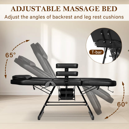 KIIUMI Tattoo Facial Chair Esthetician Bed w/ 360 Swivel Armrest and 2Trays