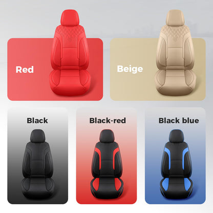 FEINEPRO Black Car Seat Covers Full Set - Breathable Faux Leather Universal 5 Seat Covers for Cars, Automotive Protector Fit for Most Sedan SUV Pick-up Truck