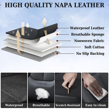 Coverado car seat covers - Nappa leather waterproof full set for most vehicles
