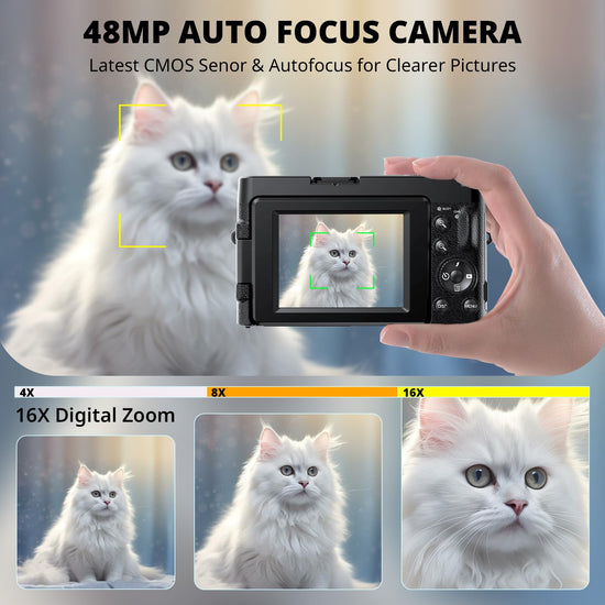 Duluvulu digital camera — 48MP vlogging camera with 180° flip screen and zoom