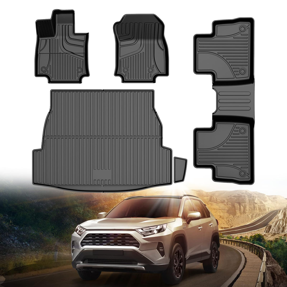 AOMSAZTO vehicle mat — Custom fit TPE floor liner for Toyota RAV4 2019-2025