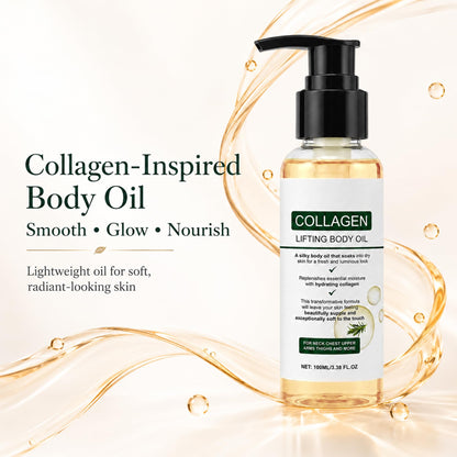 ELYCURA Collagen Body Oil, Firming & Hydrating Body Oil for Dry Skin, Lightweight Non-Greasy Moisturizing Body Oil, 6.76 Fl Oz