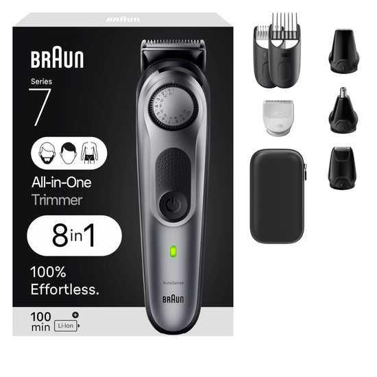Braun Series 7 74 hair trimmer — stainless steel, waterproof, cordless
