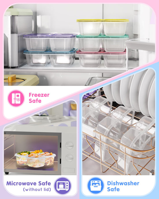 Food storage container — 5 pack divided design in 5 colors for snacks and meals