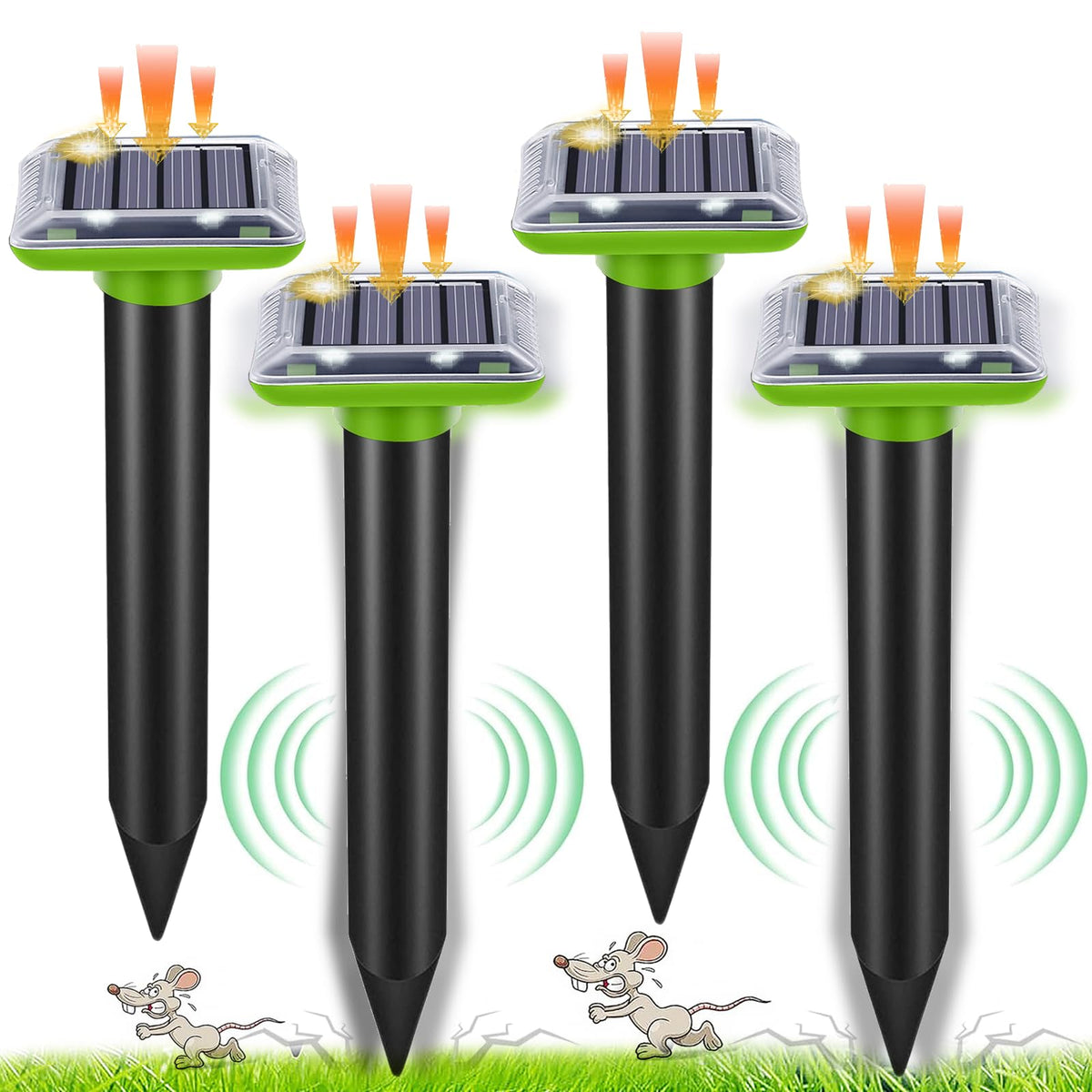 4 repellente per topi con conversione intelligente della frequenza ad ultrasuoni, repellente per roditori ad ultrasuoni, adatto per topi, donnola gialla, raccoon, roditori