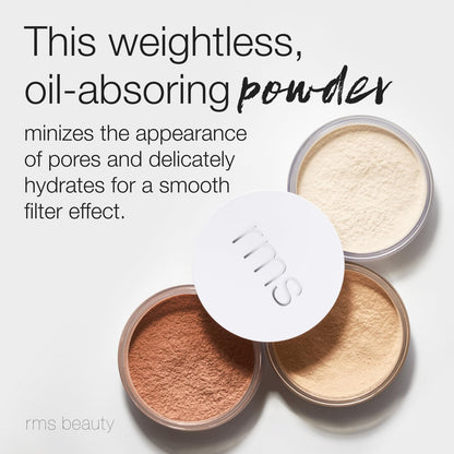 RMS Beauty hydra setting powder — translucent loose powder for oily skin