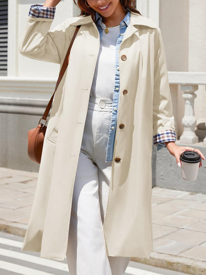 Tankaneo women's long trench coat - oversized windproof overcoat