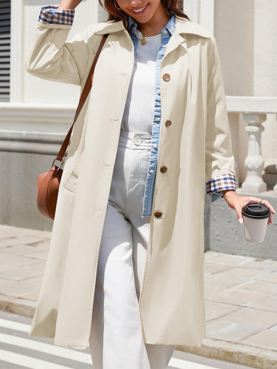 Tankaneo women's long trench coat - oversized windproof overcoat